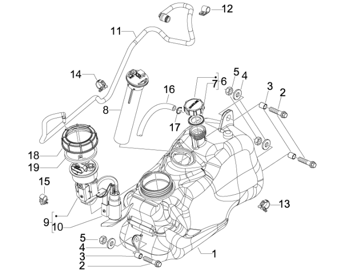 Benzinetank - Tankvlotter - Benzinepomp Piaggio MP3 300 LT Sport 2009-2014