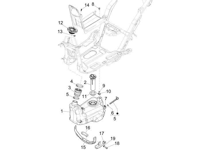 Benzinetank - Tankvlotter - Vacuümkraan Piaggio NRG Power DD 50 2-takt LC 2007-2017