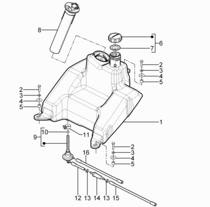 Benzinetank - Tankvlotter - Vacuümkraan Piaggio Typhoon 50 2-takt Euro 3 2011