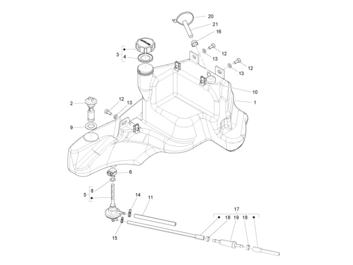 Benzinetank - Tankvlotter - Vacuümkraan Piaggio Zip 50 SP 2-takt LC 2006-2013