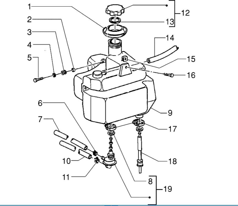 Benzinetank - Tankvlotter - Vacuümkraan Piaggio Zip RST 50 2-takt AC