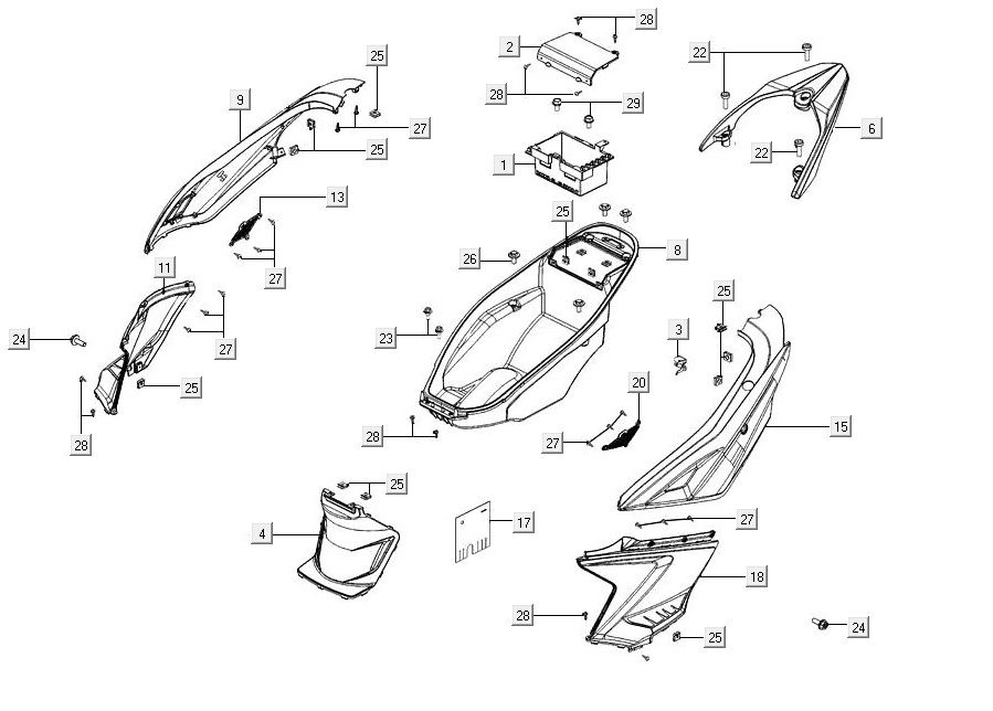 Motorschermen - Helmbak - Achterdrager Agility 16+ 125 Mat Metallic Silver
