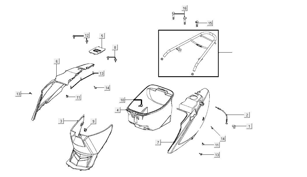 Motorschermen - Helmbak - Achterdrager Kymco Agility FR 12