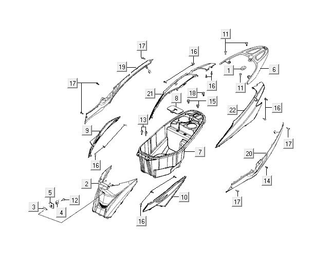 Motorschermen - Helmbak - Achterdrager Kymco VP50 4-takt ACoak metallic