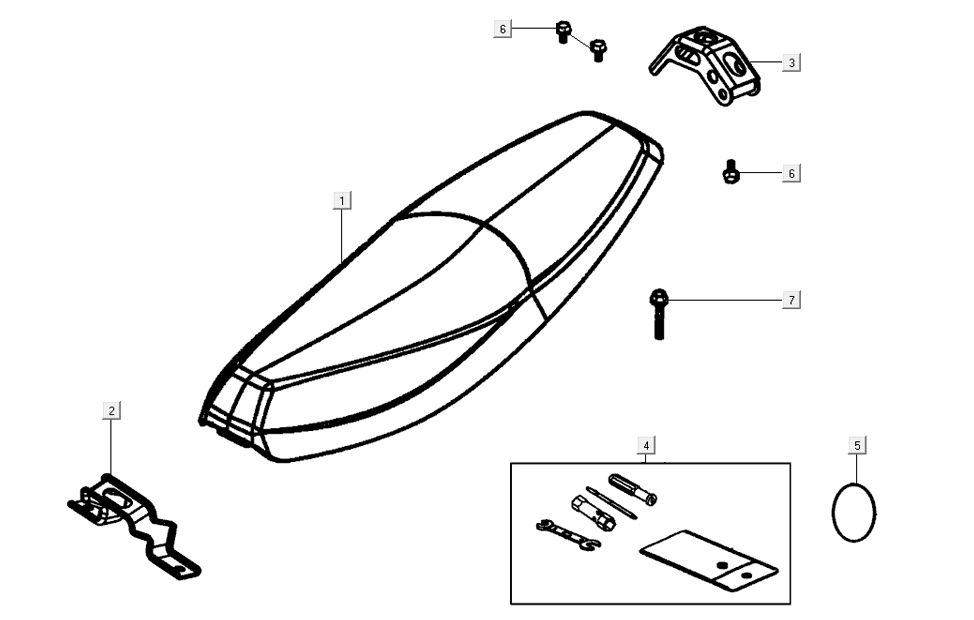 Zadel Kymco K-Pipe 4-takt Glans Zwart