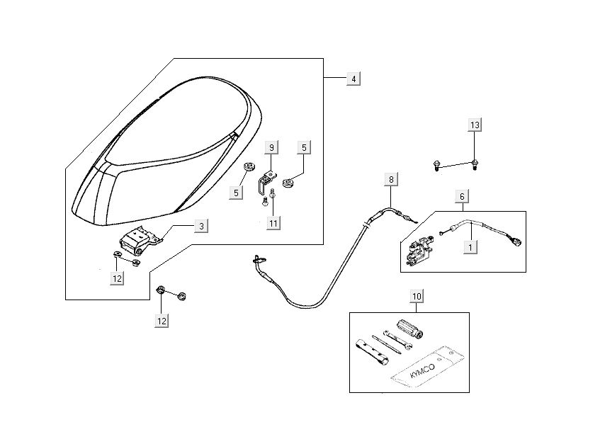 Zadel Kymco Sento 50 4-takt Zwart