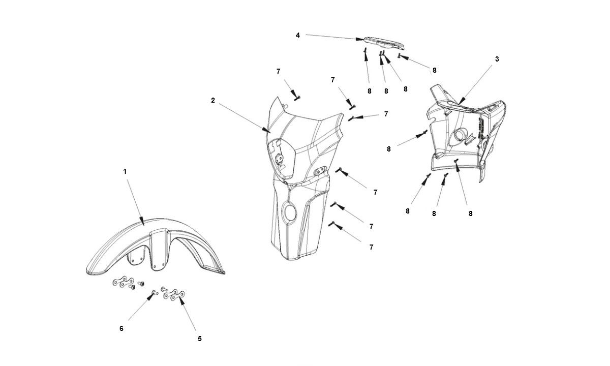 Voorspatbord - Voorkap- Stuurkap Bye-Bike