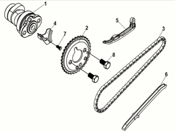 Cam shaft-cyl head L. side cover Sym Jet 14 125I LC E5 2021-2024