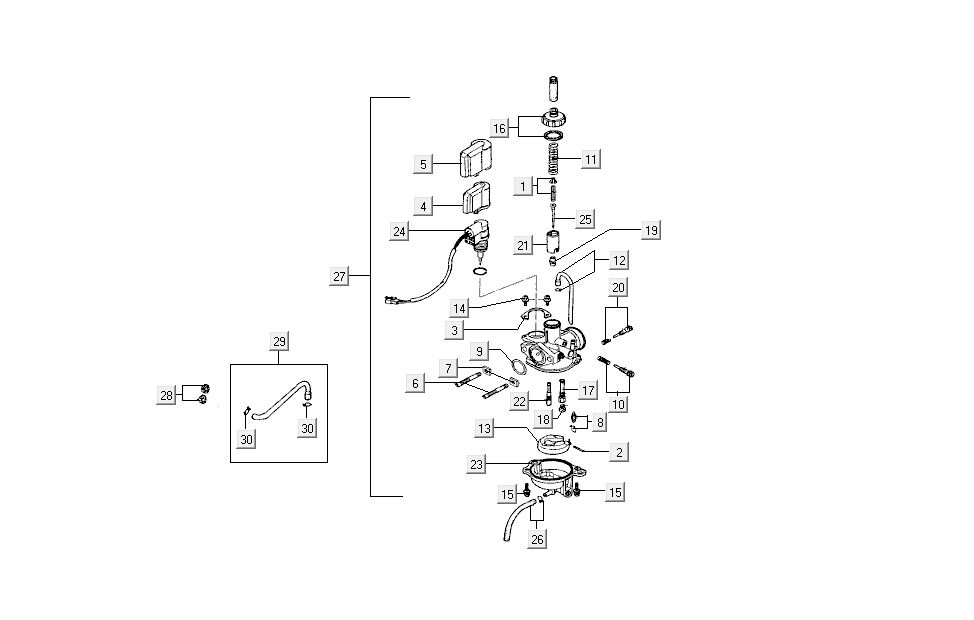 Carburateur - Choke Kymco B&W LC 2-takt zilver