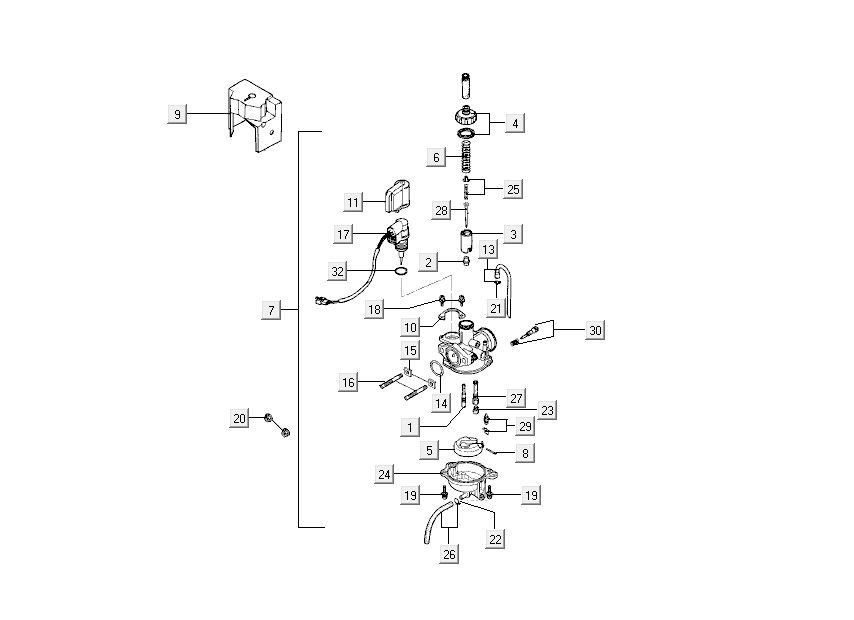 Carburateur - Choke Kymco People 50 2-takt donker grijs