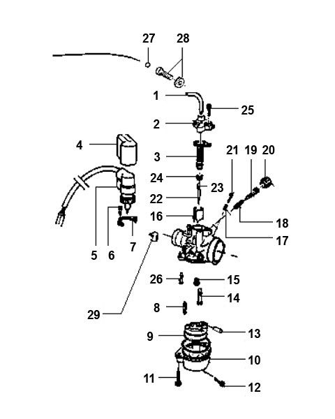 Carburateur onderdelen Piaggio Typhoon 50 2-takt AC 1998-2005