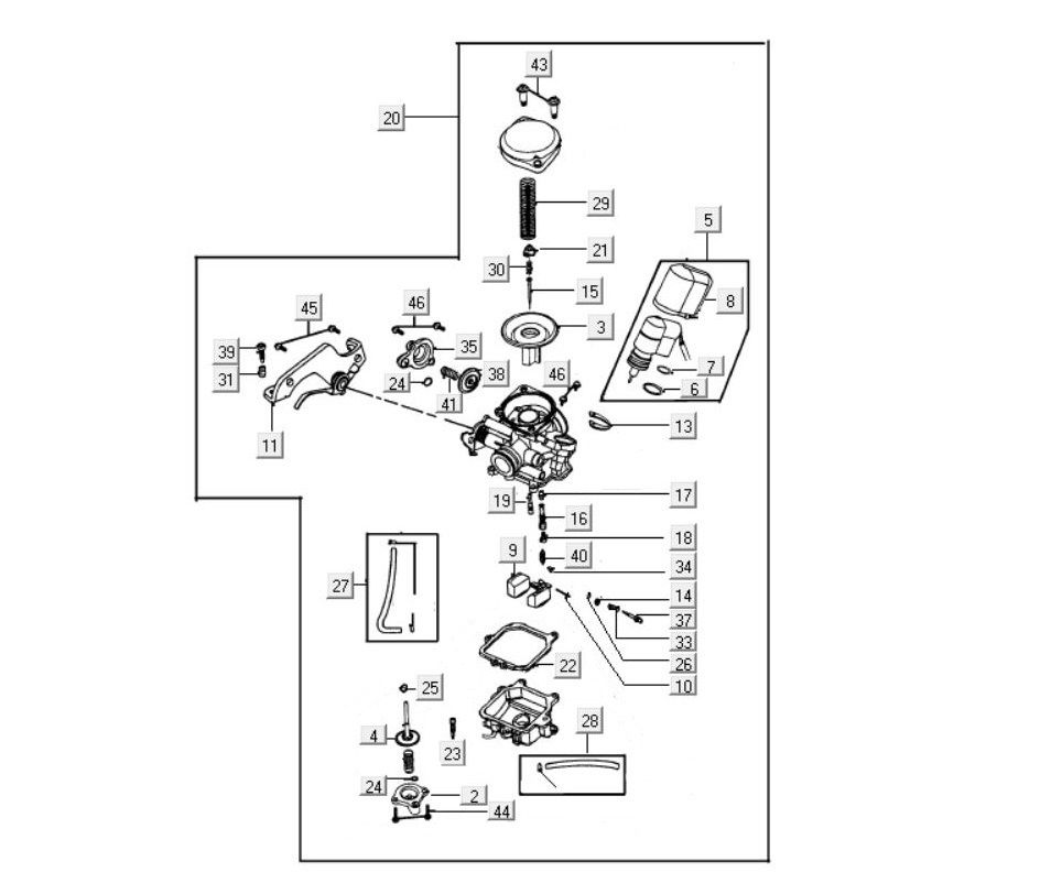 Carburateur onderdelen Keihin 16.5mm 4-takt