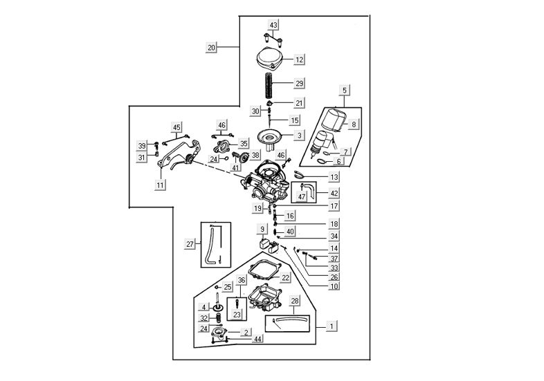 Carburateur Kymco Agility Fat 12' 4-takt geel