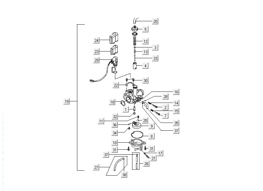 Carburateur Kymco DJ 2-takt Zilver