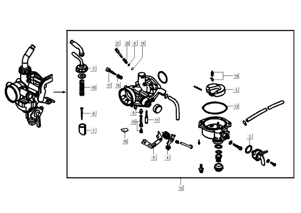 Carburateur Kymco K-Pipe 4-takt Glans Zwart