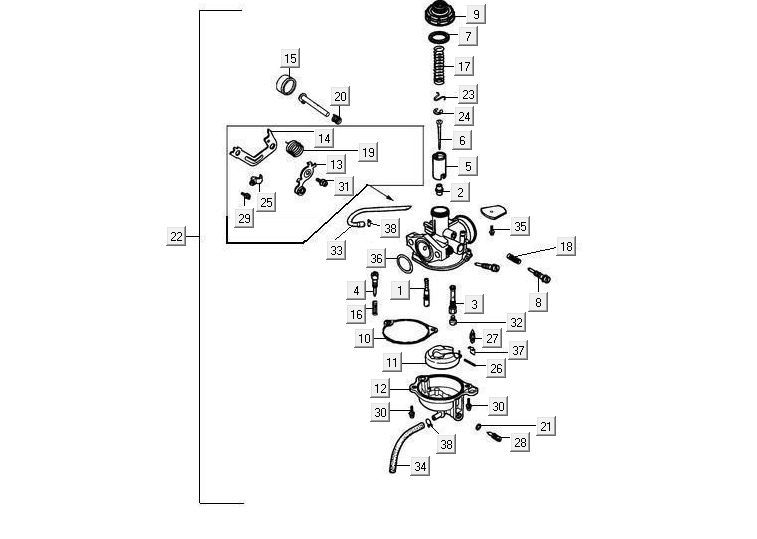 Carburateur Kymco Maxxer 90 Zwart
