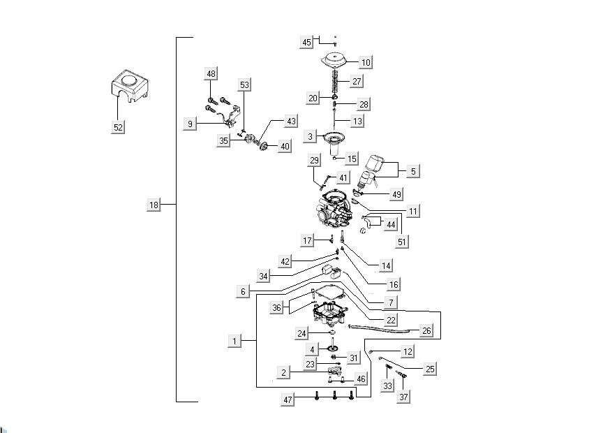 Carburateur Kymco New Dink 4-takt goud