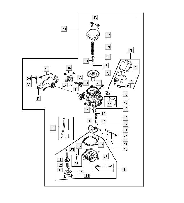 Carburateur Kymco VP50 4-takt ACtecho silver