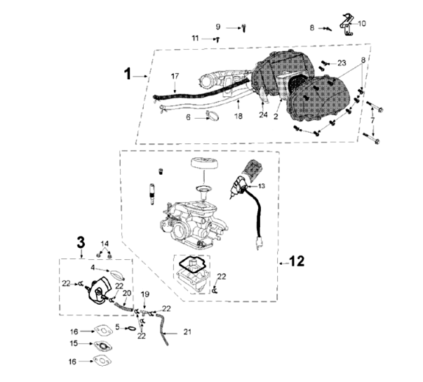 Carburateur Peugeot Django 125 Allure E3 2014-2017