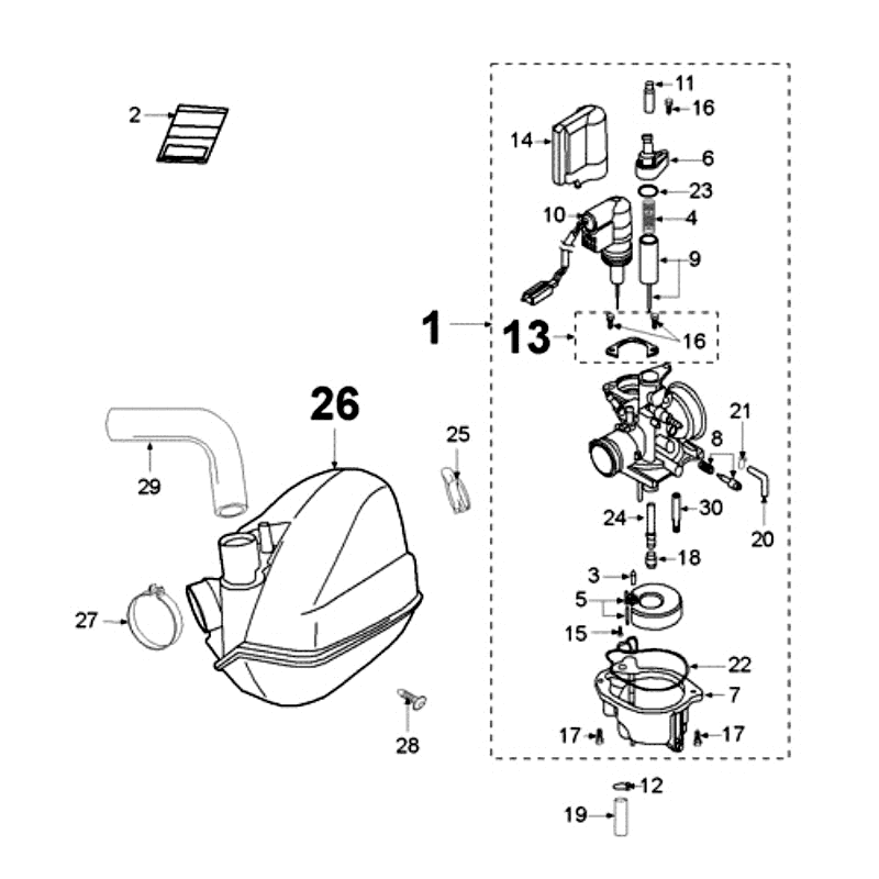 Carburateur Peugeot Ludix 10 Zwart