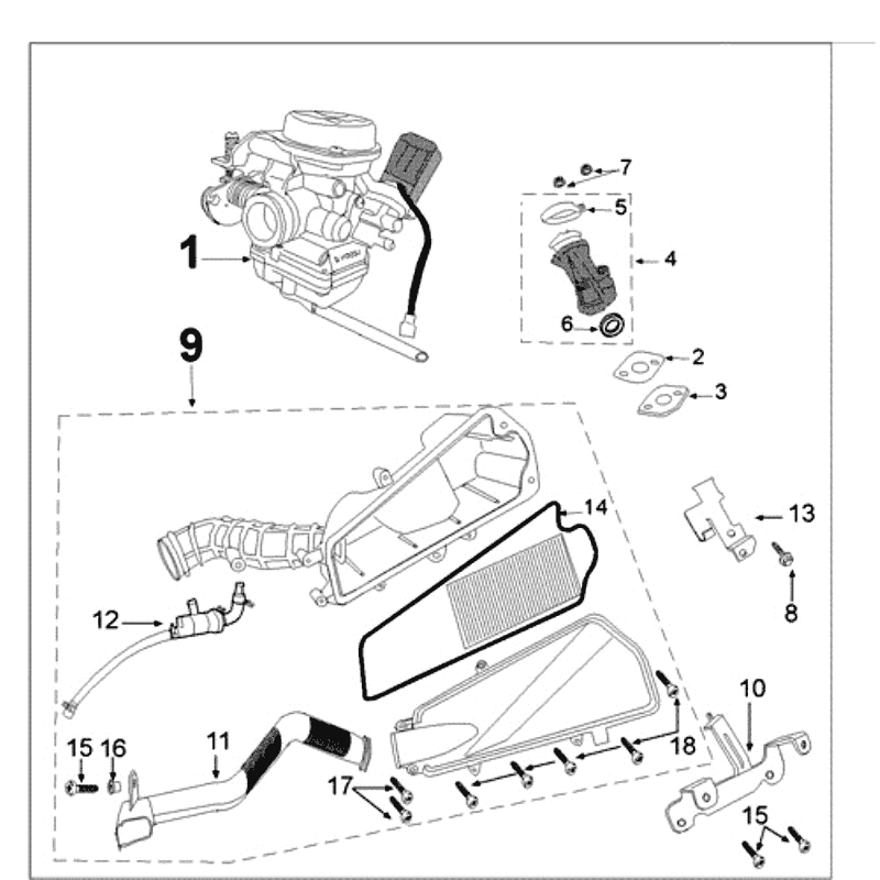 Carburateur Peugeot Ludix 14 zwart