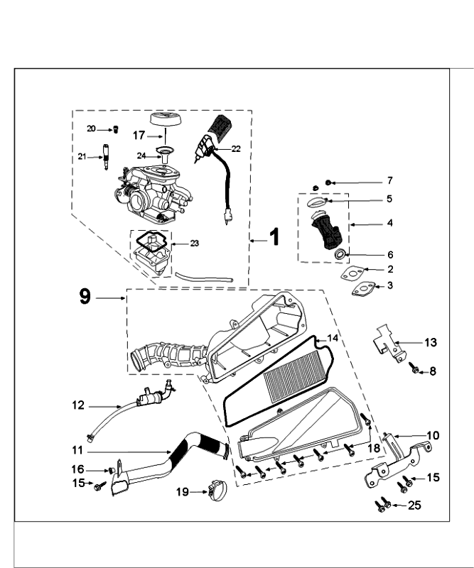 Carburateur Peugeot Speedfight 4 50 4-takt AC Roodzwart