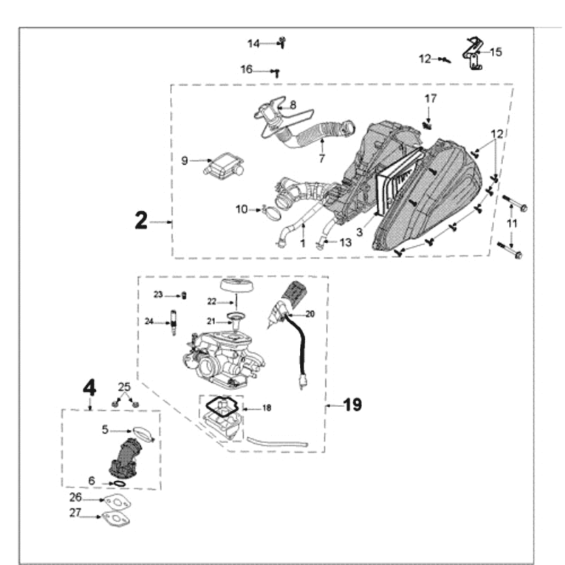 Carburateur Peugeot Tweet old zilvergrijs