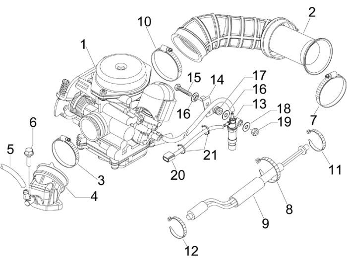 Carburateur Vespa LX 50 4-takt 4V 45km/u