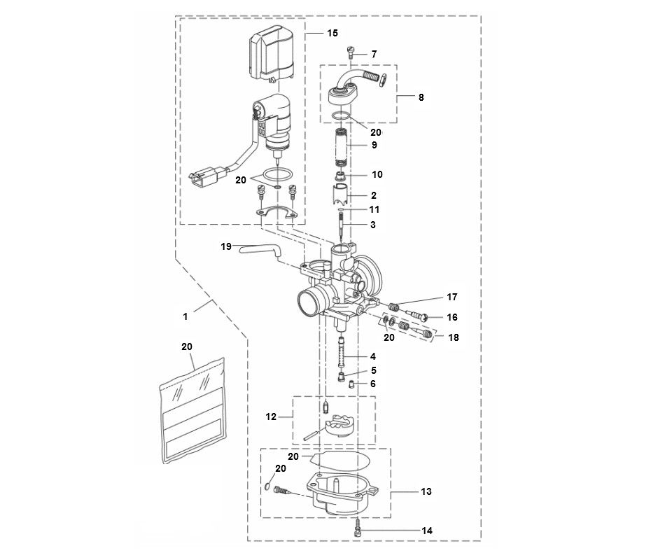 Carburateur Yamaha Aerox 50 2-takt LC 2013