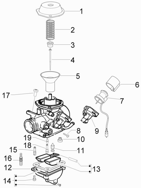 Carburateur onderdelen Vespa LX 50 4-takt 4V 45km/u