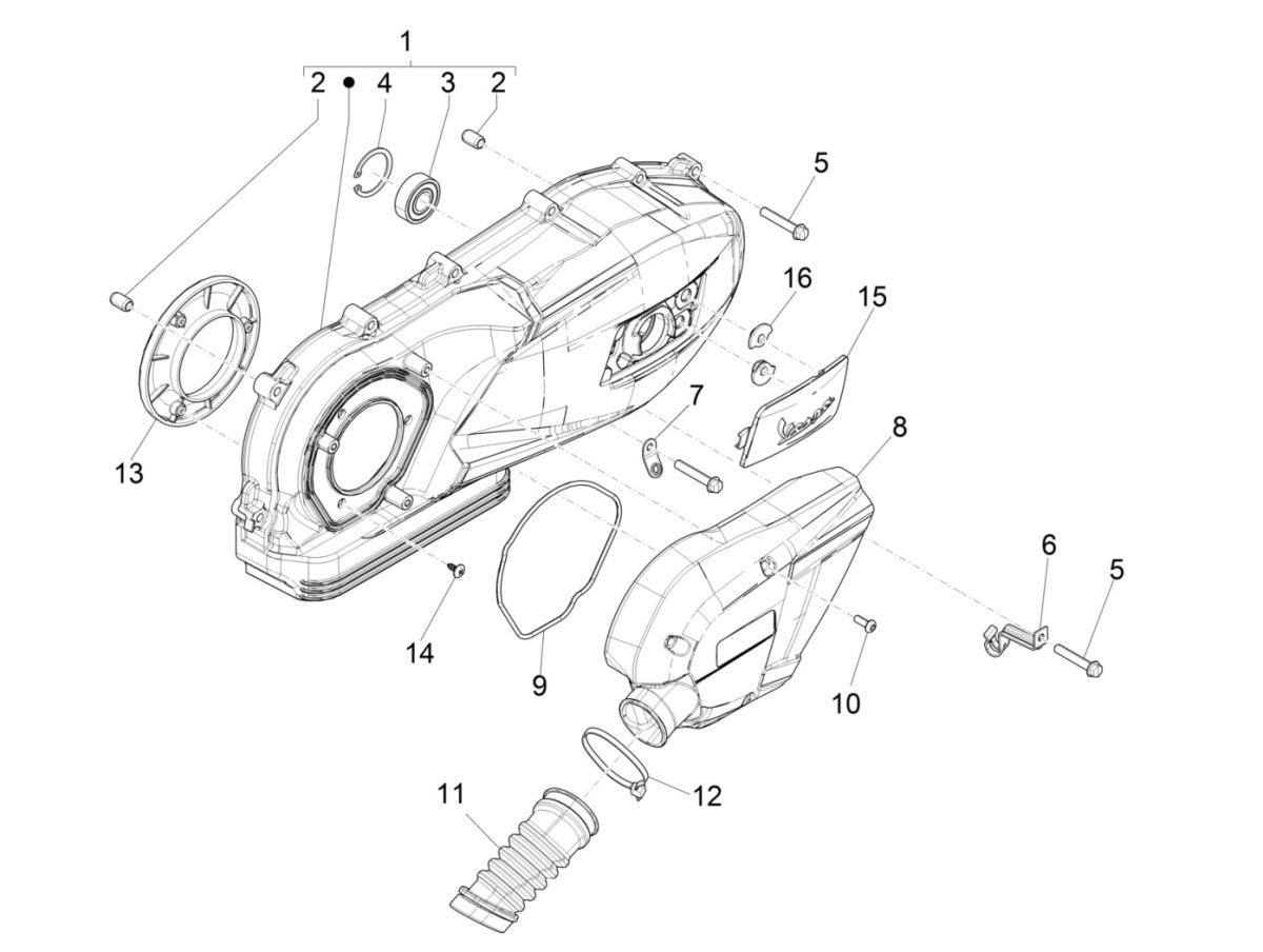 Carterdeksel Vespa Sprint 125 3V IE ABS Euro 5 2021