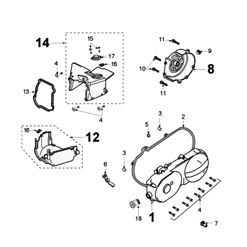 Carterdeksel Peugeot Kisbee RS matzwart