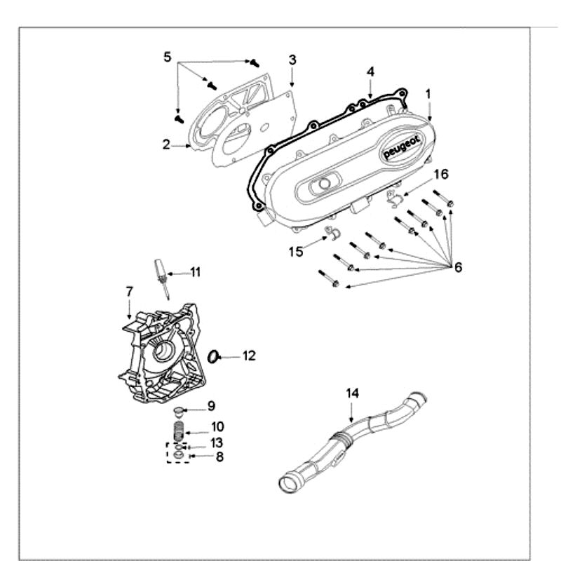 Carterdeksel Peugeot Ludix 14 zwart