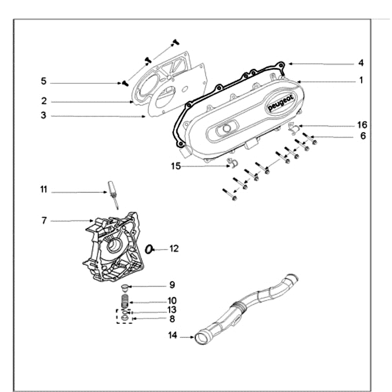 Carterdeksel Peugeot Speedfight 3 50 4-takt AC Zwart