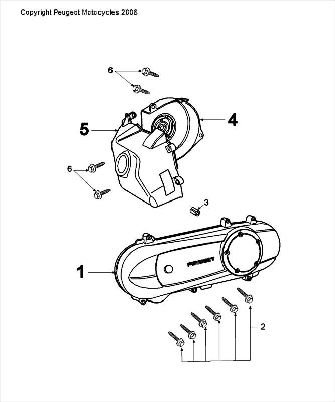 Carterdeksel Peugeot Speedfight 4 50 2-takt LC wit
