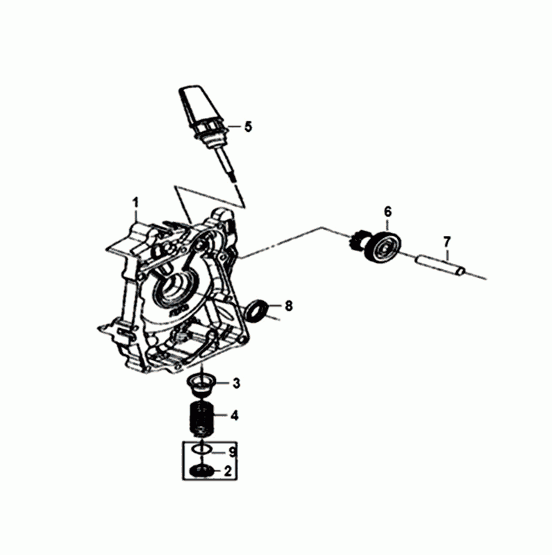 Carterhelft rechts - Oliefilter - Peilstok Sym Allo Euro 4 (BK-5560S) Bright Black