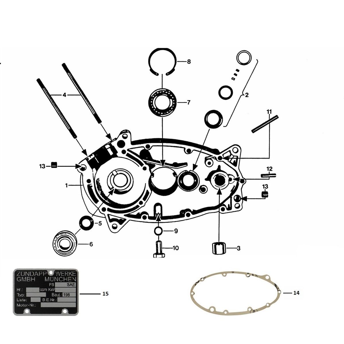 Carterhelft rechts Zundapp KS 50 530-010, 011, 012 en 014