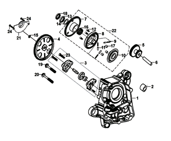 Carterdeel rechts/ oliepomp Sym Orbit III 125I E4