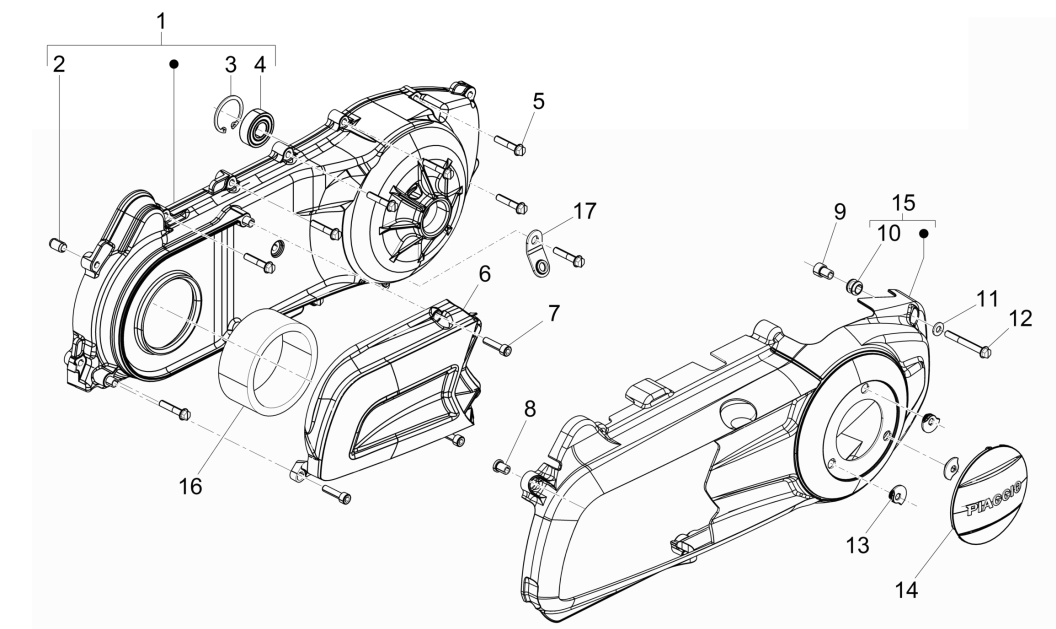 Carterdeksel Piaggio Beverly 125 RST 4V Euro 3 2010-2015
