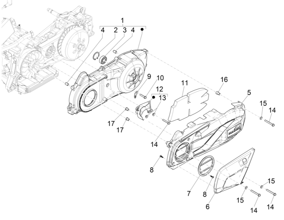 Carterdeksel Piaggio Beverly 300 HPE 4V ABS Euro 5 2021-2022