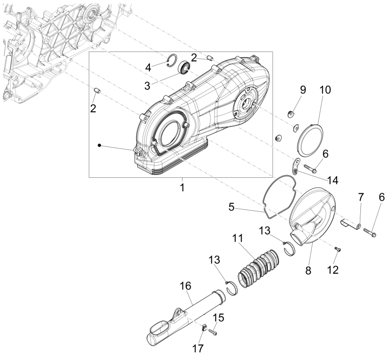 Carterdeksel Piaggio Fly 125 IE 4-takt 3V Euro 3