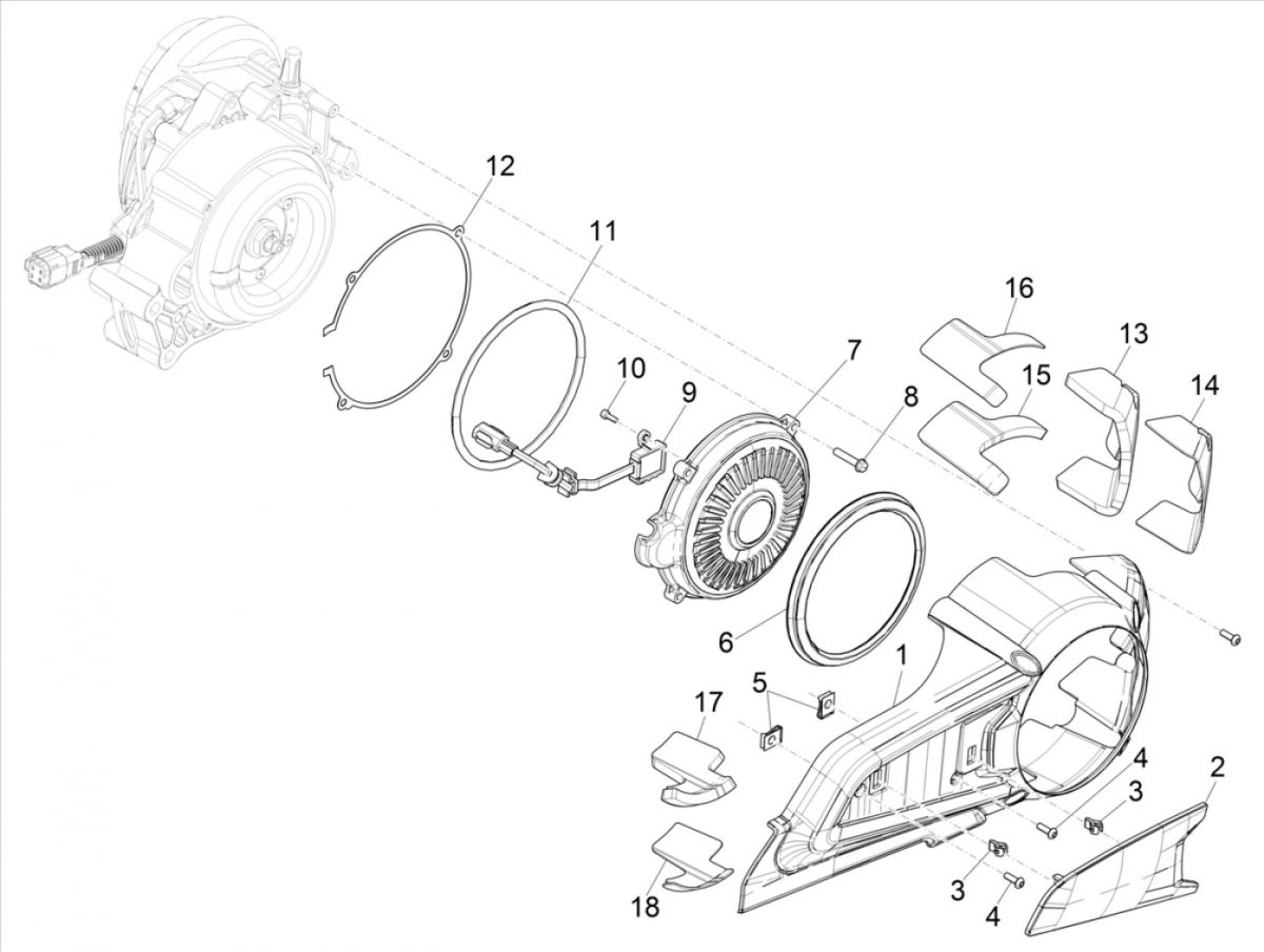 Carterdeksel Vespa Elettrica 25km/u SCH Euro 5 2021