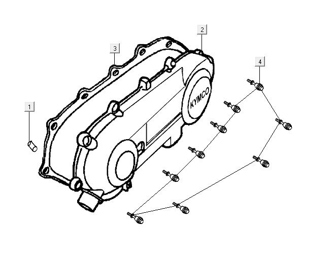 Carterdeksel Kymco Yup 50 2-takt AC zilver