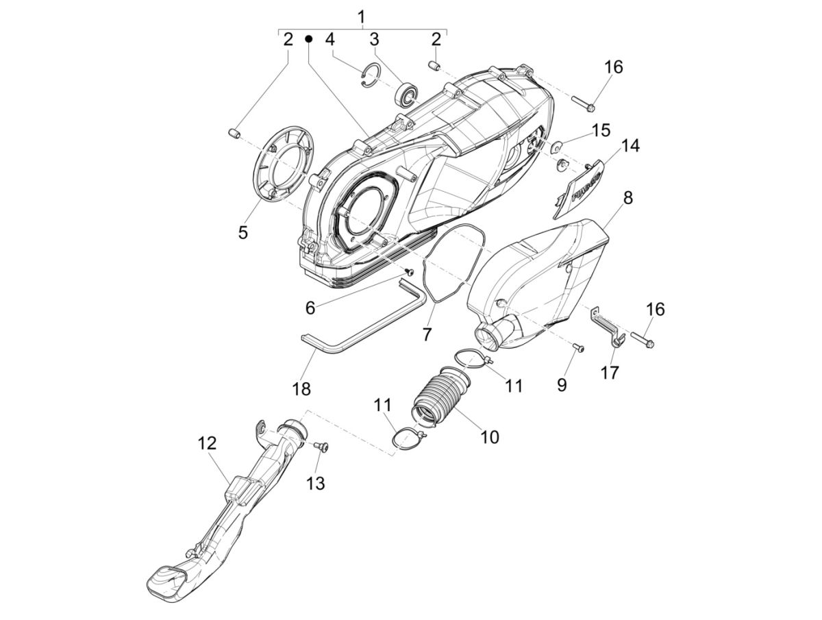 Carterdeksel Piaggio Liberty 125 IGET 3V IE ABS Euro 4 2015-2019