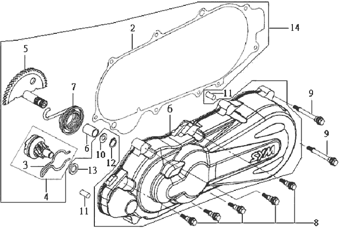 Carterdeksel - Kickstarteras Sym DD50 blue