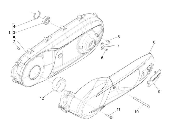 Carterdeksel Piaggio Beverly 350 Sport Touring Euro 3 2013-2014