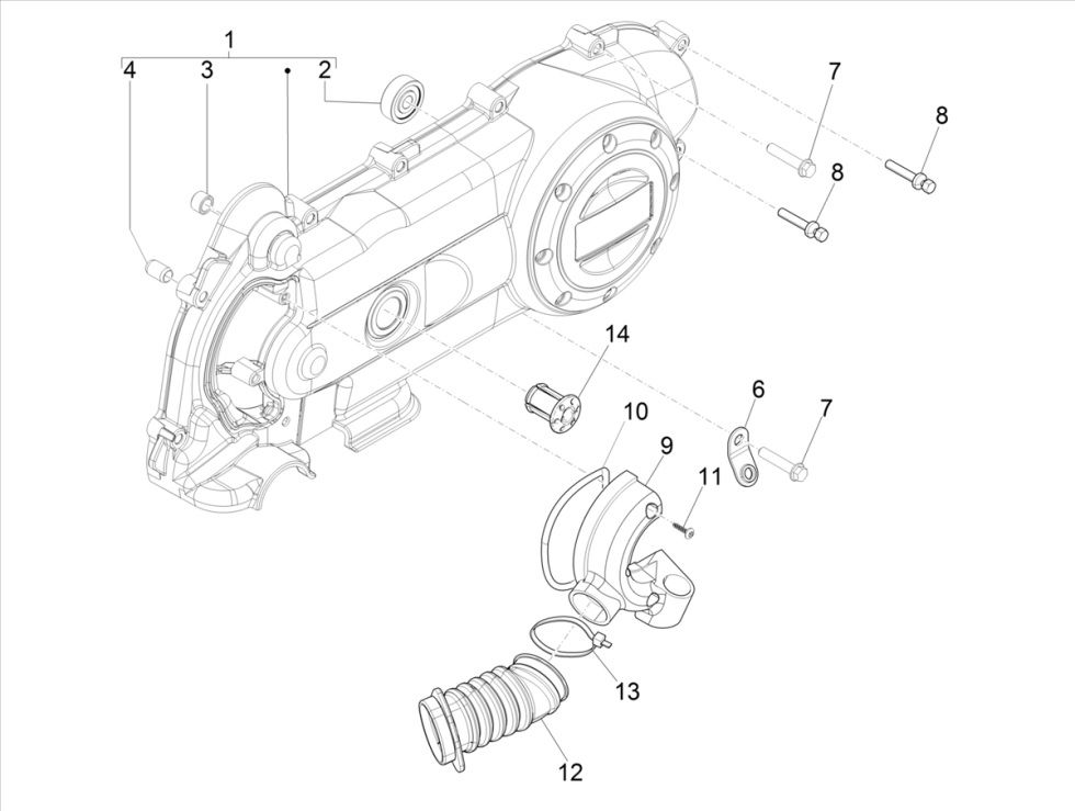 Carterdeksel Vespa Primavera 50 4-takt IGET 3V Euro 5