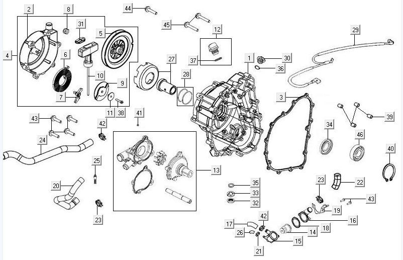 Carterhelft rechts - Waterpomp Kymco MXU 500