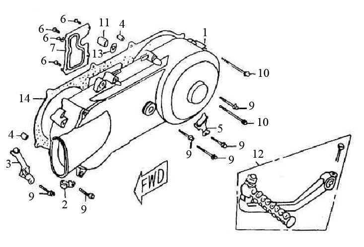 Carterdeksel - Kickstartpedaal Turbho RG 125