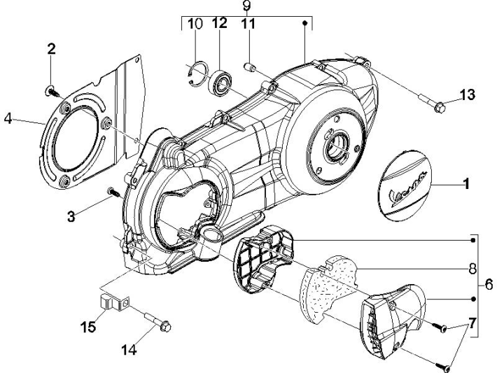 Carterdeksel Vespa GTS 250 ie 2005-2009 (met ABS)